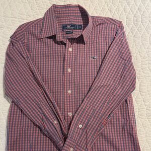 Vineyard Vines Kids Pink and Blue Checkered Shirt